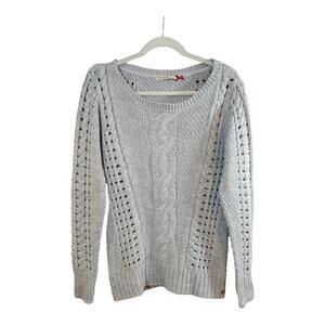 Stradivarius Scoop Neck Longline Cableknit Sweater in Gray Neutral Women's M